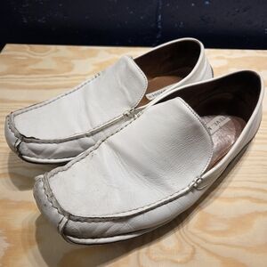Steve Madden White Leather Men's Slip-On Loafers (Size 12)